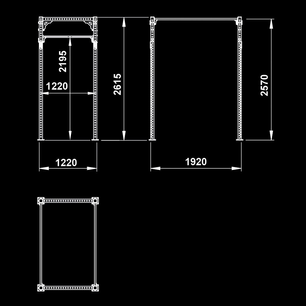 The picture shows the dimensional sketch of the ATX® FUNCTIONAL RIG 700 - FREESTANDING - STANDARD 1