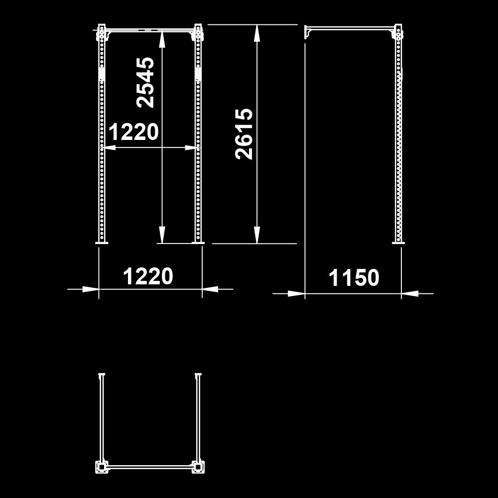The picture shows the dimensional sketch of the ATX® FUNCTIONAL WALL RIG 700 - WALL MOUNTING - BASIC 1