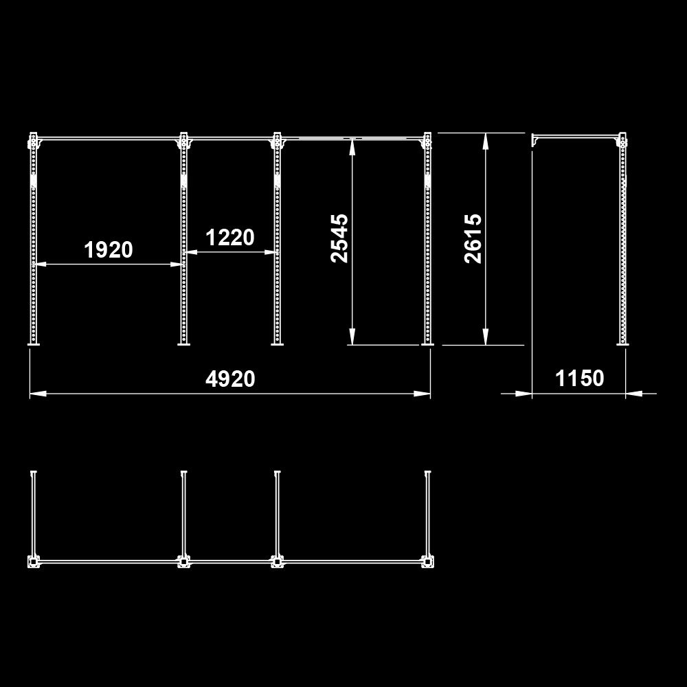 The picture shows the dimensional sketch of the ATX® FUNCTIONAL WALL RIG 700 - WALL MOUNTING - BASIC 3