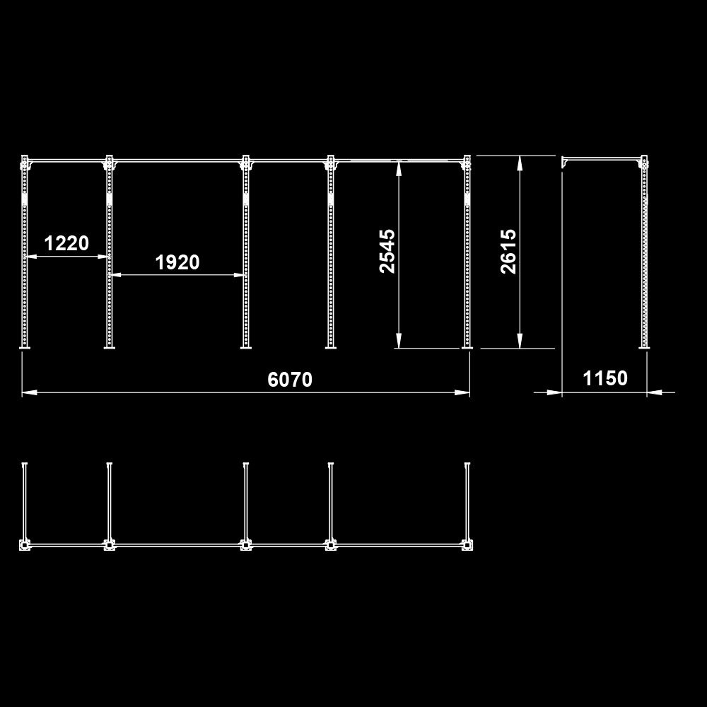 The picture shows the dimensional sketch of the ATX® FUNCTIONAL WALL RIG 700 - WALL MOUNTING - BASIC 4