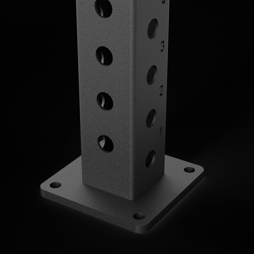Representation of the base plate with dimensions 14 x 14 x 1 cm