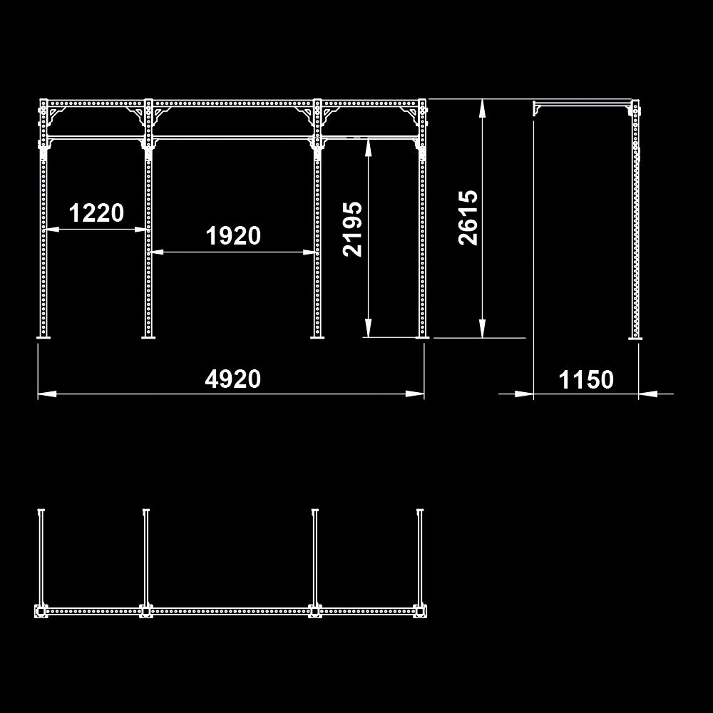 The picture shows the dimensional sketch of the ATX® FUNCTIONAL WALL RIG 700 - WALL MOUNTING - STANDARD 3
