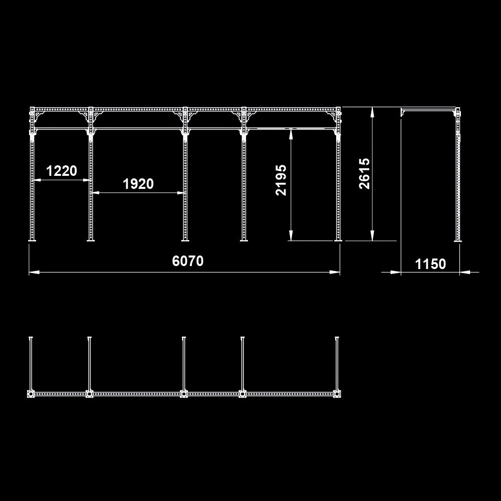 The picture shows the dimensional sketch of the ATX® FUNCTIONAL WALL RIG 700 - WALL MOUNTING - STANDARD 4