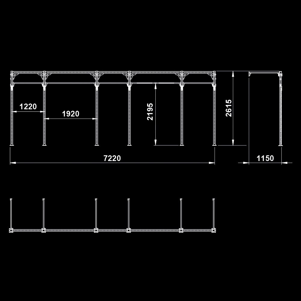 The picture shows the dimensional sketch of the ATX® FUNCTIONAL WALL RIG 700 - WALL MOUNTING - STANDARD 5